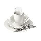 Juego completo de vajilla: este juego de vajilla UnitKitOut viene con una gran plato, plato lateral, taza, vaso de cristal, cuenco, tenedor, cuchillo, cuchara y una cuchara de desierto.