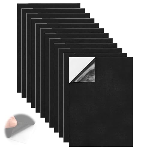 12 Pezzi 1 mm Gomma EVA Piuma da Tagliare, 21 x 30 cm Gommapiuma Adesiva Nera, Fogli di Schiuma Autoadesivi, Cuttable Pannelli in Schiuma Antiscivolo, EVA Foam per Mobili, Artigianato, Protettivi