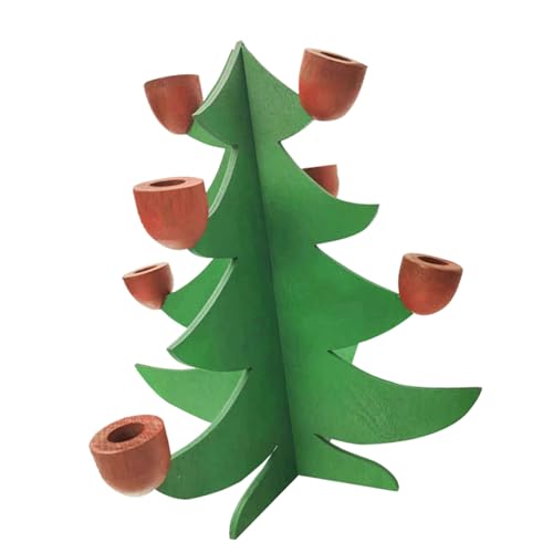LUCKGONI Portavelas con forma de árbol de Navidad, adorno decorativo de madera, centro de mesa, candelabro para decoración de fiestas de vacaciones