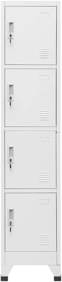 Metal Locker,Industrial Metal Locker Cabinet, 4 Compartments, Lockable Door & Name Card Holder, 38x45x180 cm, Durable Storage Solution for Gym, Office, Home, Secure Organization