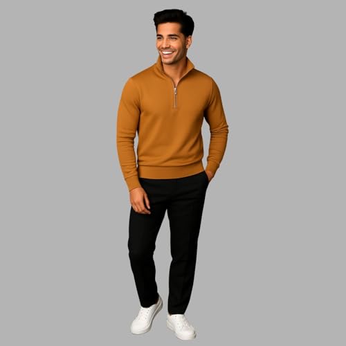 Image of Mack Jonney Men's Fleece Half-Zip High Neck Sweatshirt | Warm & Stylish Winter Wear -M4380