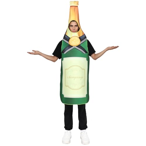 EraSpooky Déguisement Adulte de Bouteille de Champagne Costume Drôle pour Fête Hommes Femmes