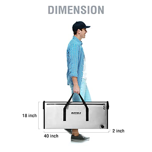 Buffalo Gear Insulated Fish Cooler Bag 40X18In,Leakproof Fish Kill Bag With 2 Reusable Cooler Ice Packs Large Portable Waterproof Fish Bag Keep Ice-Cold More Than 48 Hours (Watertight Zipper) #TOP6