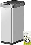 EKO Pattumiera Cucina Automatica 50L Phantom-T | Sensore Touchless Verticale | Acciaio Inox Spazzatura Antimpronta | Chiusura Silenziosa Bagno