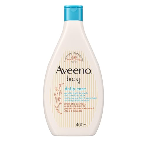 Aveeno baby daily care seifenfreies Bad & Waschgel mit beruhigendem präbiotischem Hafermehl Aloe & Kamille für normale bis trockene empfindliche Haut 400 ml