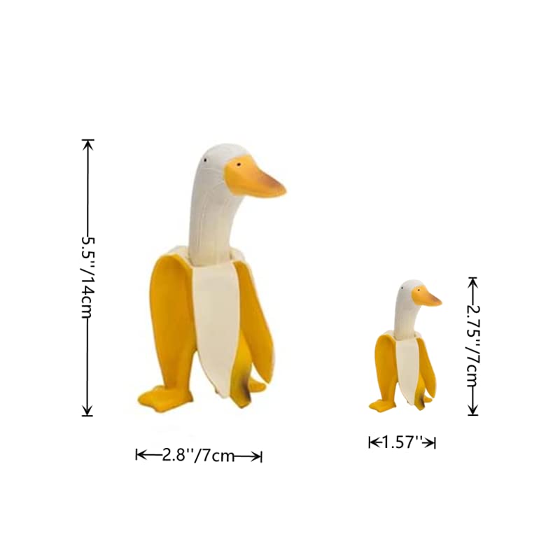 CURTEK 4 Pcs Banana Duck Garden Decor Statues Personalized Duck Sculpture Ornaments Creative Resin Banana Duck Garden Art,for Home Garden Lawn Patio Office Outdoor Decor (Yellow) (XJNGBL4YZ) - Image 2