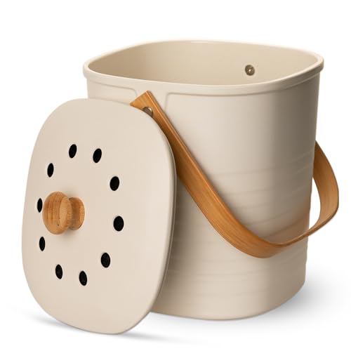 KESSELBACH ® Biomülleimer Küche 4l Set weiß [inkl. 50 kompostierbare...