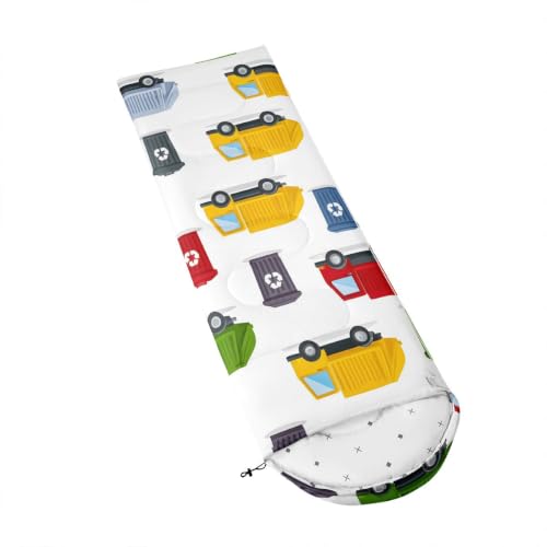 Bolsa de dormir para niños Feelyou Excavator con vehículo para camping resistente, impermeable y portátil para clima cálido y frío con saco de compresión miniatura 3
