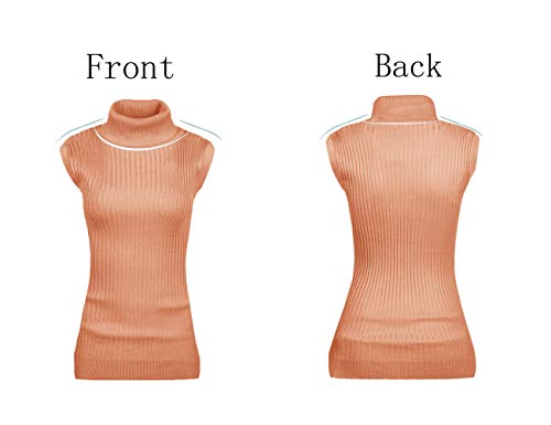 Image of v28 Women Sleeveless High Neck Turtleneck Stretchable Knit Sweater Top