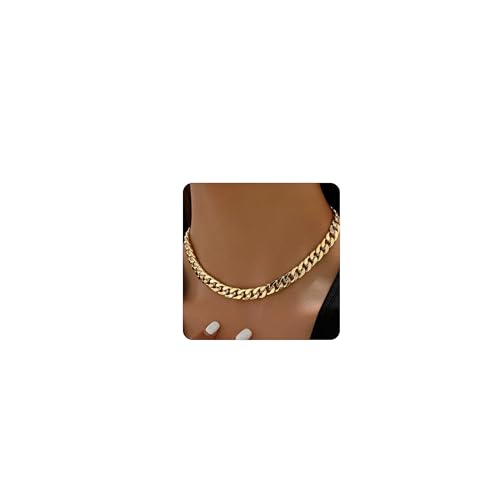 Chunky Gold Necklace for Women 18K Gold Plated Cuban Paperclip Choker Toggle Bar Clasp Necklaces Dainty Gold Chain Necklace Jewelry Gifts - Main Image
