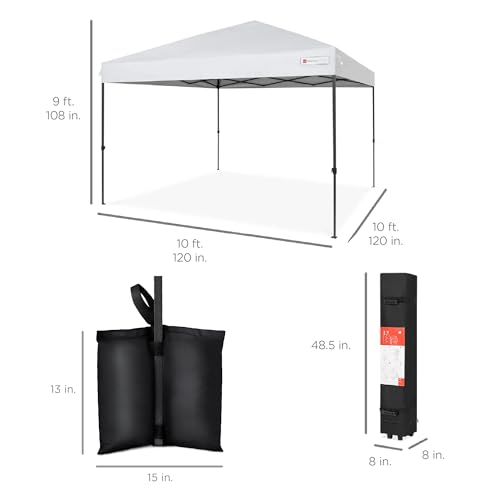 Best Choice Products SKY5762 10X10Ft 1-Person Setup Pop Up Canopy Tent Instant Portable Shelter W/ 1-Button Push thumb #8