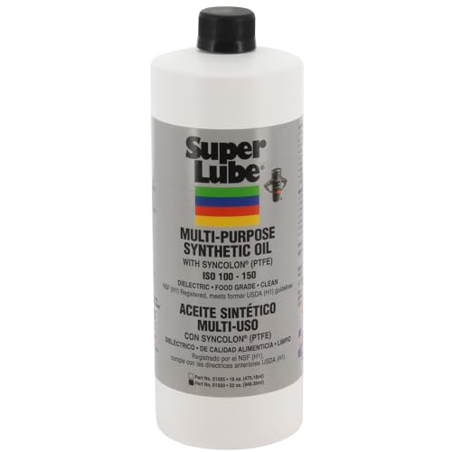 Super Lube 51030 Synthetic Oil with PTFE, High Viscosity, 1 quart Bottle, Translucent White