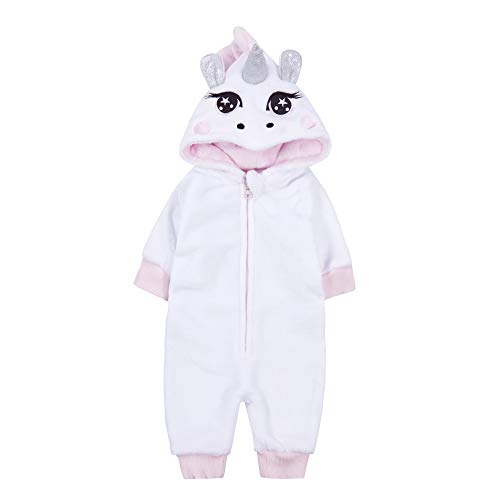 Metzuyan Baby Boys and Girls All in One Fluffy Hooded Novelty Jumpsuit Onezee Unicorn NB