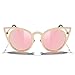 MERRY'S Cat Eye Sunglasses Round Metal Cut-Out Flash Mirror Lens Metal Frame Sun glasses S8064 (Pink, 50)
