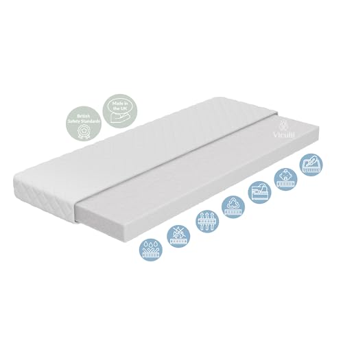 Viculii Waffi Baby Space Saver Baby Cot and Mattress 100x50x10cm | Compact Mini White Cot with Drop Side and Mattress - Image 4