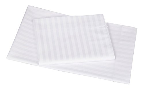 Image of HUESLAND by Ahmedabad Cotton Premium Striped 2 Piece Sateen Pillow Cover Set - 18 inchx27 inch, White