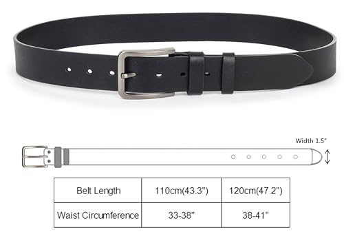 Vintage Style Genuine Leather Dress Belt, 1.5" Wide, Adjustable for Work, Suit, or Formal Wear2