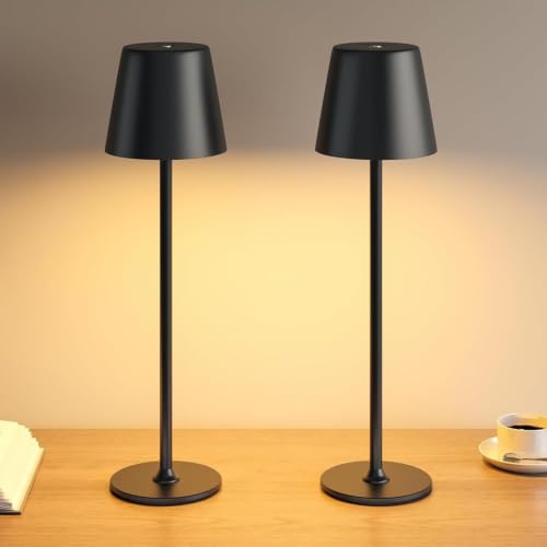 UPXNBOR 2 Pezzi Lampada da Tavolo Senza Fili in Metallo, Lampada Comodino