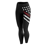 Tactical Pro Supply American Flag Leggings for Women, Workout High Waist Yoga Pants for Ladies (Blue Crest, Medium)