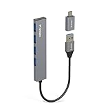 Verbatim バーベイタム 4-in-1 USBハブ USB 3.2 Gen 1 (USB3.0) Type-Cアダプタ付 4ポート USB-A & USB-C両対応 プレミアムアルミ筐体 &スリム軽量デザイン HUBA4GRV1