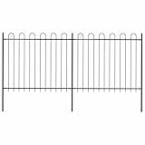 Homgoday Stahlzaun Set 3,4m Schwarz - Dekorativer Gartenzaun mit Bügel-Design, 150cm Höhe, für Privat- und Geschäftsgrundstücke Model277675