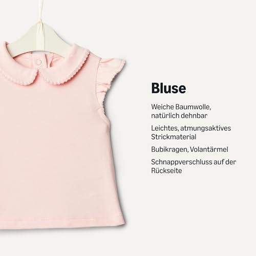 Amazon Essentials x Sofia Grainge Baby - Mädchen Kurzärmelige Baumwollblusen mit Rüschen, 2er-Pack, Hellrosa/Weiß, 24 Monate