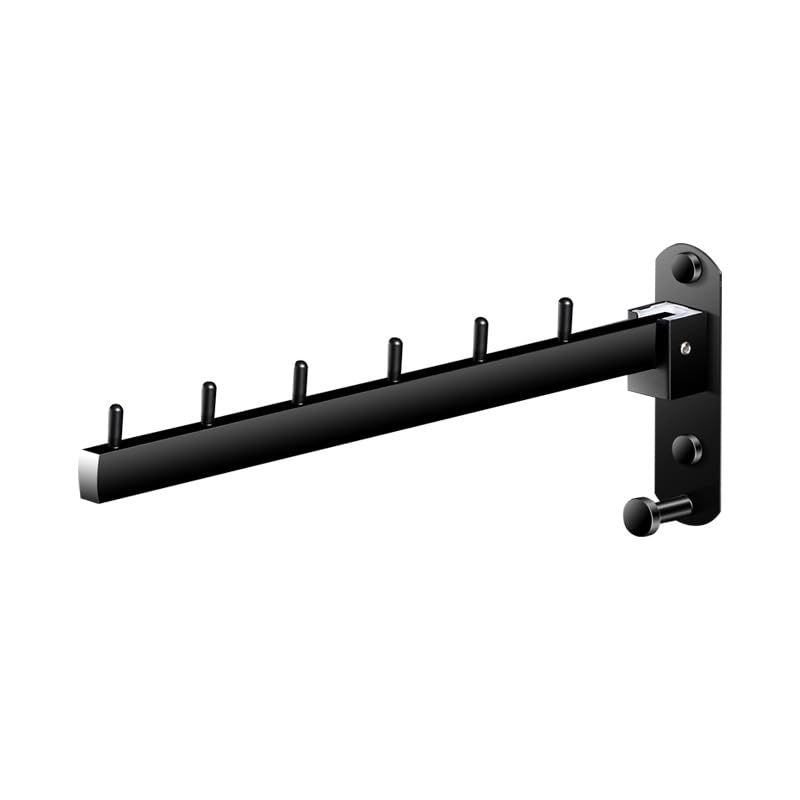 Sueving Wall Mounted Clothes Drying Rack, Foldable Retractable Black Stainless Steel Laundry Hanger, Heavy Duty Space Saving Clothes Hook for Bathroom, Balcony, Laundry Room