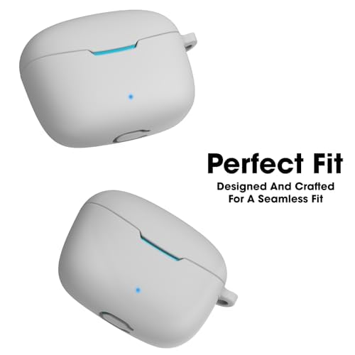 Image of Sounce Earphone Case Cover Compatible with pTron BassBuds Duo, Soft Silicone Skin Case Cover Shock-Absorbing Protective Case with Keychain[Front LED Visible] - (Grey)-(Case Cover Only)