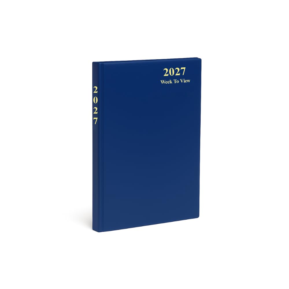 eMKay® 2027 A5 Week-to-View Classic Diary – Hardback Casebound Organiser | A5 Week Per View Planner with Ribbon Marker & UK Content (BLUE)