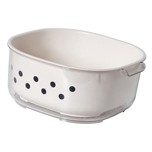 Set di Scodelle da a Doppio Strato di Grande capacità, Cestello per Lavare le Verdure, Cestello di Scarico per Lavaggio Frutta, Set di Filtri per Scolapasti in Plastica