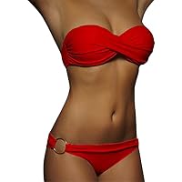 Conjunto de bikini push-up de 2 piezas para mujer, traje de baño