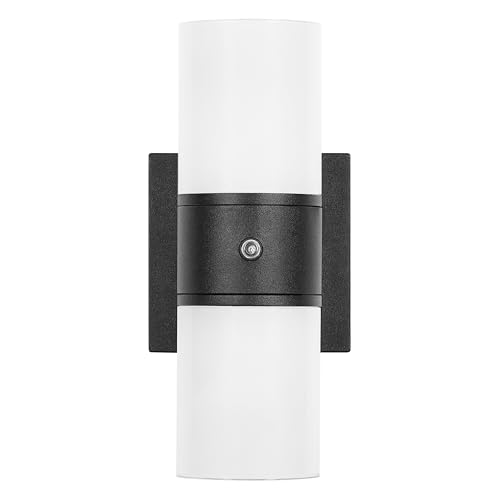 Image of SYLVANIIA Wall Mount Sconce LED Light, 11.5W, 5 CCT Select (2700K /3000K /3500K /4000K /5000K) with Built-in Sensor, Wet Rated, Black - 1 Pack (64007)