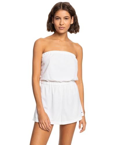 Roxy Women's Summer Romper – UPF 50+, Quick-Dry, Stretch Fabric, Casual Beachwear, Swimsuit Cover Up, Bright White, Small