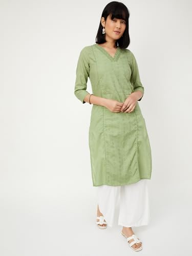 Image of Max Women's Cotton Blend Regular Fit Casual Kurta
