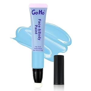 Go Ho Light Blue Face Paint Stick(0.85oz),Water Based Cream Blue Body Paint Washable,Liquid Concealer,Covers Oil-Free,Halloween Cosplay SFX Foundation Corpse Bride Sally Makeup