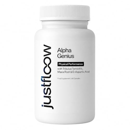 JustFloow Alpha Genius Testosterone Supplements for Men - Improve Recovery Energy Levels & Muscle Function - Testosterone Booster Formulated with Tribulus Terrestris D-Aspartic Acid & Maca Roots