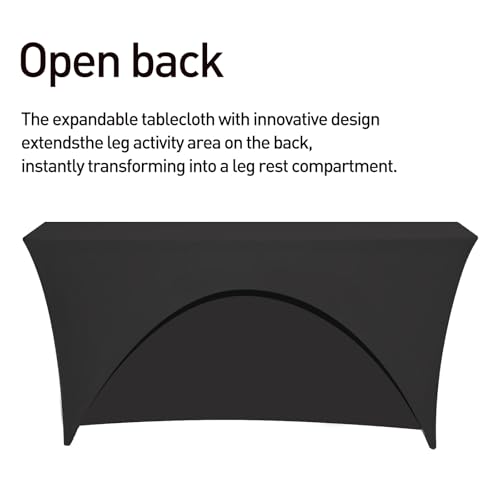 Customized Tablecloth with Logo 4/5/6/8/10FT for Business Tradeshow Events Company School Shop Welfare Organization Other Important Events Shipping Next Day (Stretch tablecloth, 4FT back open)