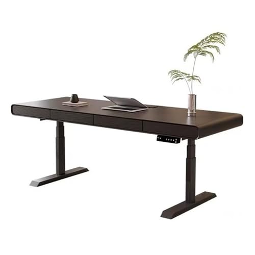 K5C7S3W9D6 Escritorios para computadora Escritorio eléctrico de pie con cajón, Mesa Escritura Altura Ajustable, estación Trabajo Carga, Escritorio Madera for Sentarse y pararse(M)