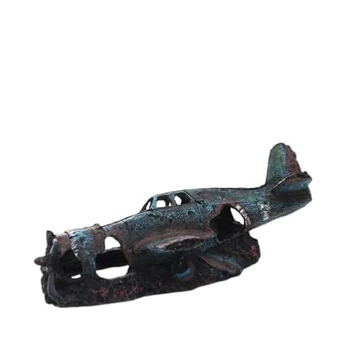 水槽用オーナメント 飾り 沈没船/飛行機/潜水艦 遺跡デザインで観賞魚の隠れ家に! 熱帯魚向け水族館インテリアで独特な雰囲気作り (A)