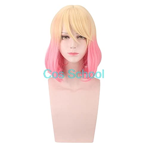 ydound Anime Coser wig Cos School Anime Angels Of Death Catherine Ward Cosplay Wigs Yellow Gradient Pink Micro Curly Short Hair Ward Catherine Costumes Wigs ( Color : Wigs )