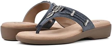 CLIFFS BY WHITE MOUNTAIN Women's Bailee Sandal, Dk Blue/Denim/Fabric, 8 M | Image 1