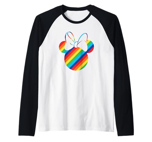 T-shirt raglan Minnie Mouse arc-en-ciel style baseball pour fille