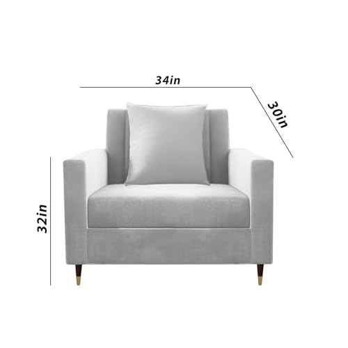 Image of Casaliving Garcia 1 Seater Sofa Set for Living Room (Grey Colour) Premium Fabric Sofa