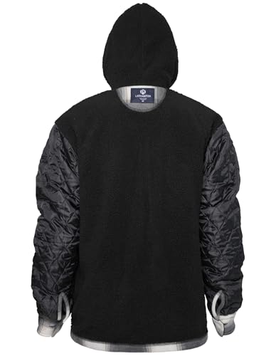 Image of Yasumond Mens Hoodies Fleece Jacket Plaid Flannel Heavy Sherpa Lined Hooded Zip Up Warm Winter Coats Big Tall