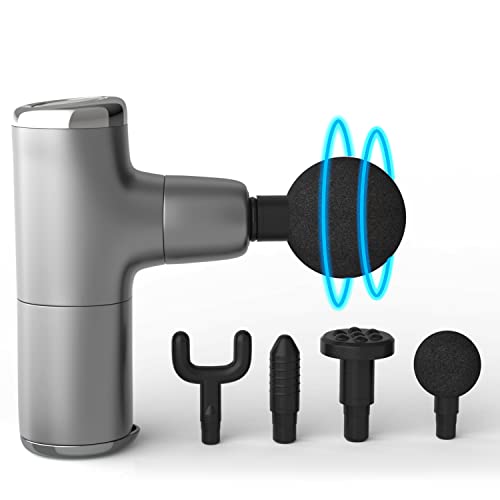 Image of Lifelong Wireless LLGM36 Mini Gun Massager with 4 heads| Deep Tissue Percussion Muscle Massager for Pain Relief & Recovery, Portable Handheld Electric Fascial Gun Massager (Silver)