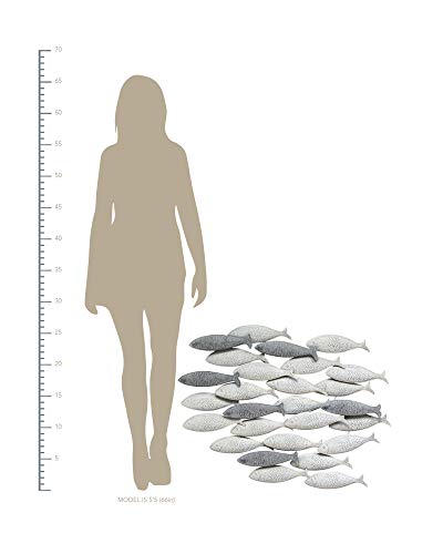 Stratton Home Decor Grey School of Fish Wall Decor Easy to Mount Metal Fish Wall Decor to Elevate Any Room Coastal Accent Fish Wall Art Hand Painted in Grey and White Shades 36.75”x2.00”x26.25” - Image 3
