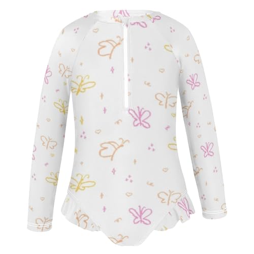 Graffiti Hearts Girls Swimsuit One Piece Rash Guard Girls' Swimwear Long Sleeve Swimsuits for Girl Size 3-12T2