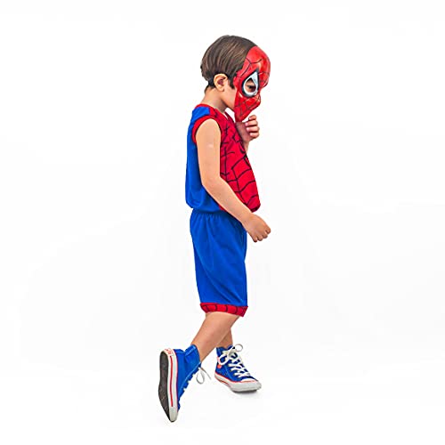 Fantasia do Homem Aranha Infantil Com Máscara de Plástico (P - 3 a 4 Anos)