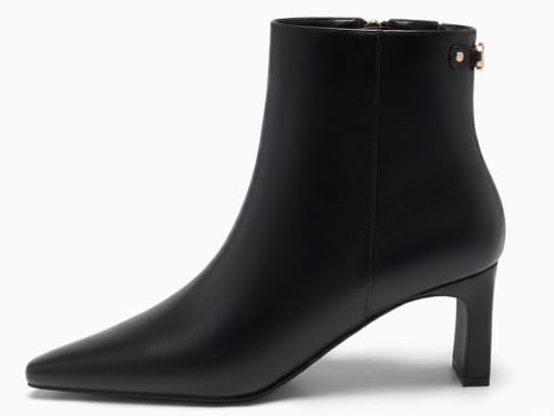 Image of Coutgo Womens Ankle Boots Chunky Heel Closed Toe Booties Side Zipper Winter Dress Shoes