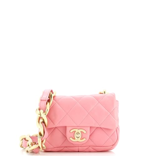 Pre-Loved Funky Town Flap Bag Quilted Lambskin Mini, Pink